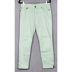 FREE PEOPLE Jeans Womens Size 29 Green Mint Ankle Zip Skinny Denim Pockets